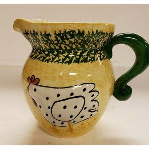 Pitcher, Small, Chicken Motif, Yellow/Green, Made in china, FTD, VG (C137)